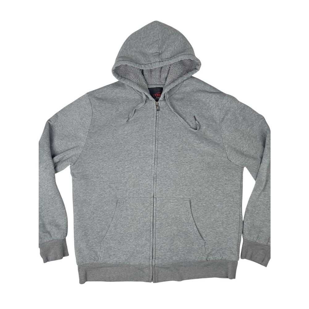 Yoki Outerwear Mens XL Full Zip Hoodie Gray Fleece Lined Cozy Soft